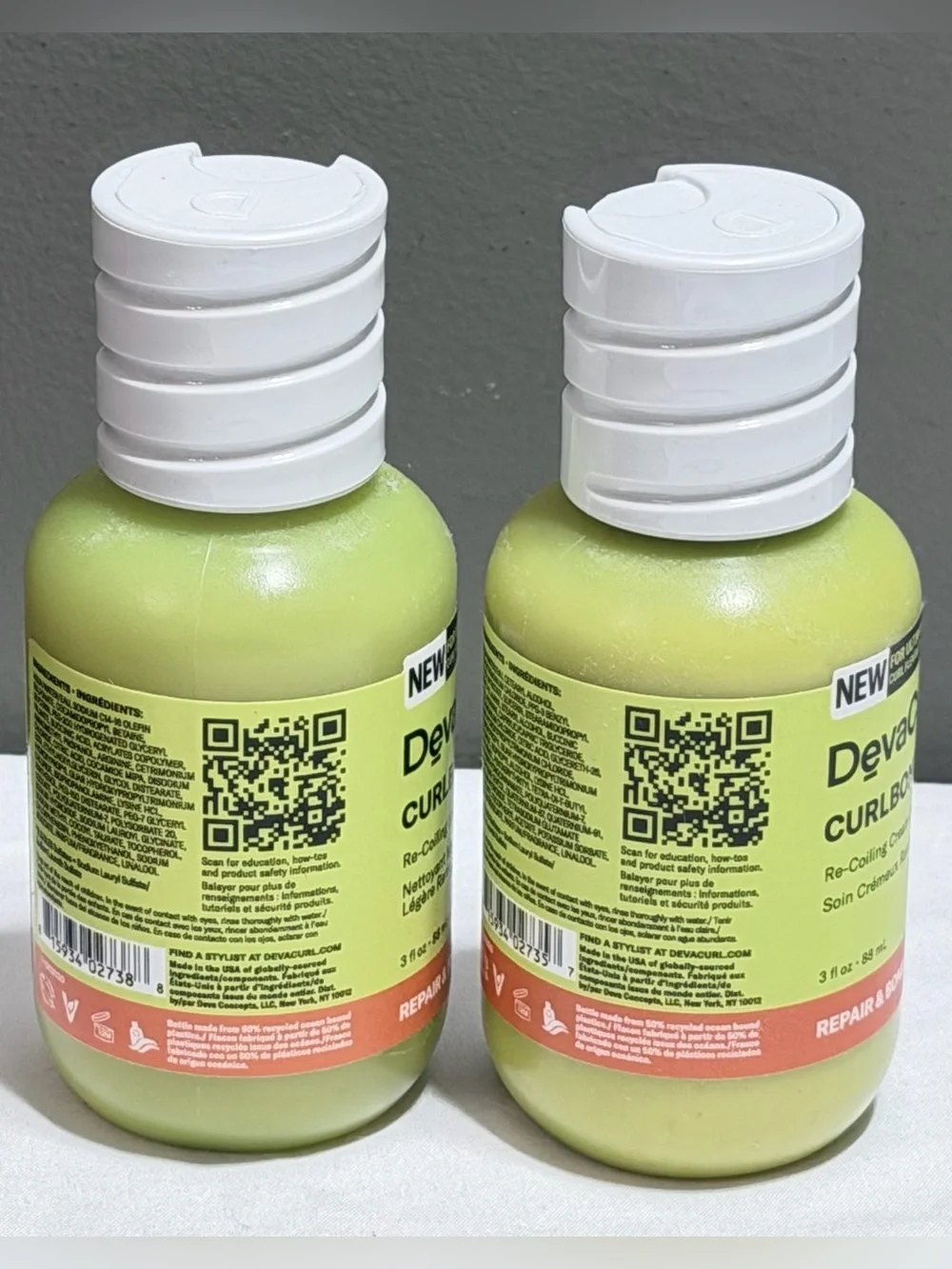 DevaCurl Curlbond Re-Coiling Repair Bond Lather Cleanser Conditioner 3oz Travel